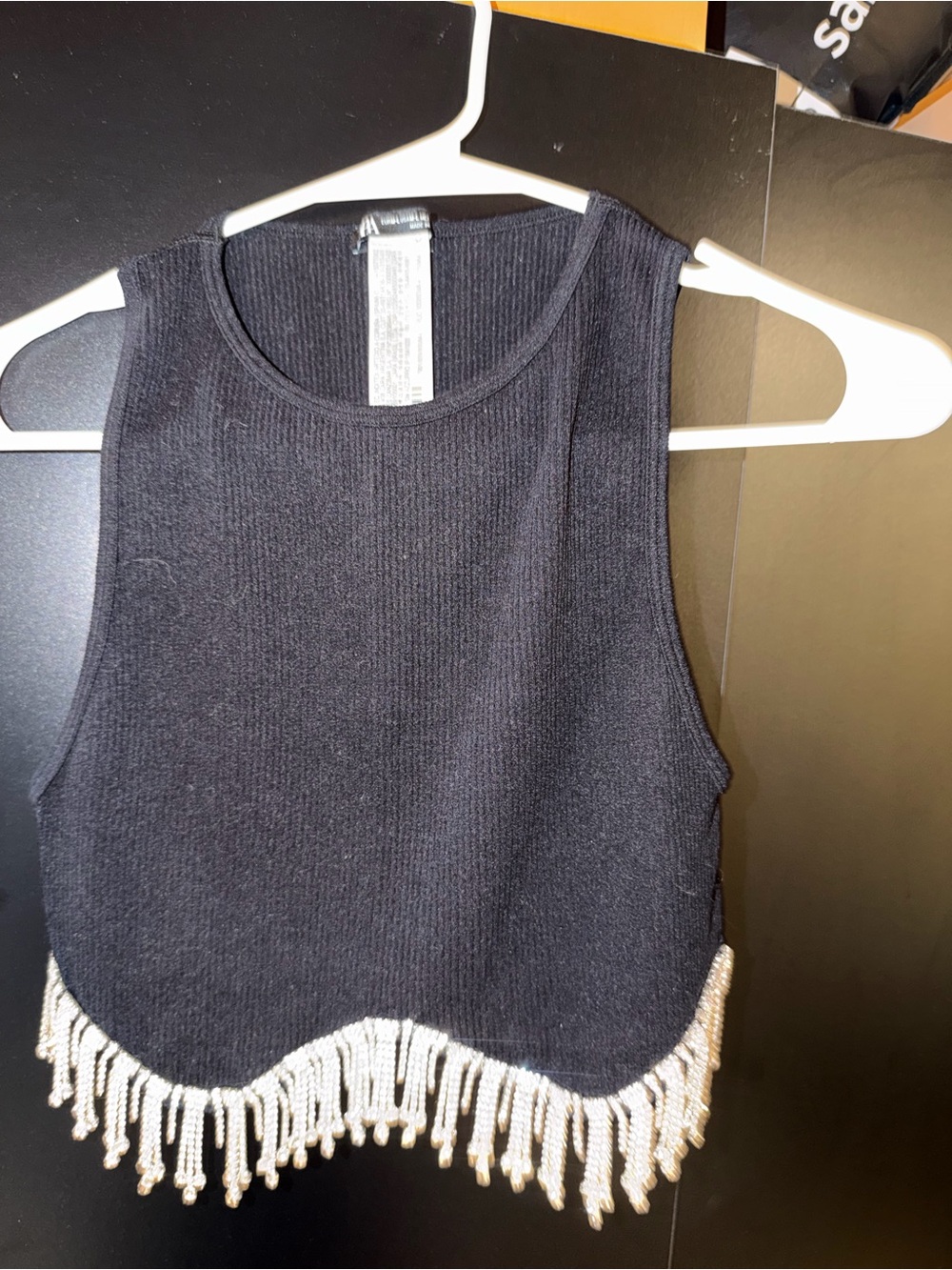 Zara cropped rhinestone top
